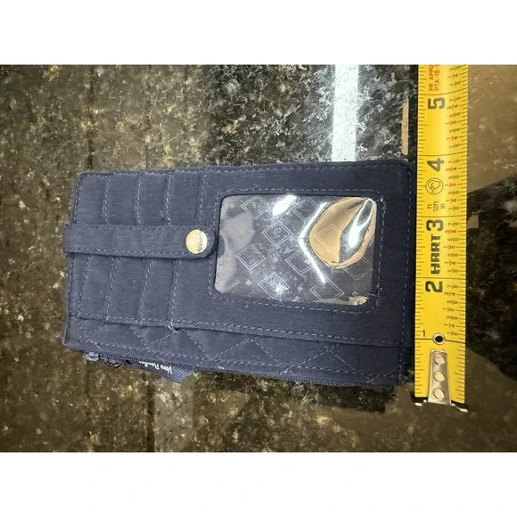 Vera Bradley Navy Blue Ultimate Card Case Tab Wallet Pouch RFID Quilted - Picture 5 of 5